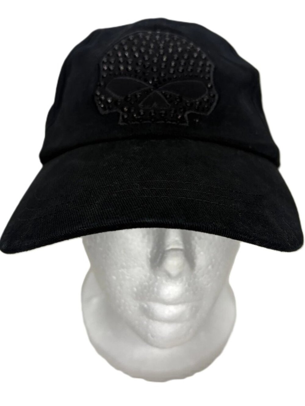 Harley Davidson Black Baseball Cap Willie G Rhinestone Skull Womens 99502-15VW
